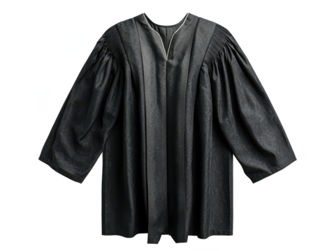 Black Graduation Robe with Pleated Sleeves for Academic Ceremonies, Elegant and Professional Outfit for Graduates Celebrating Achievements