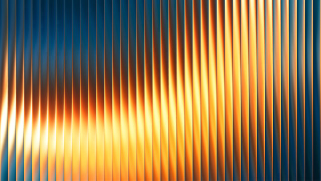 Fototapeta Luminous wave of golden light flows into deep navy blue shadows. Futuristic fractal glass texture with fusion of warm and cool hues creates energy flow for dynamic design or trendy visual art project