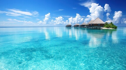 Idyllic Maldives island retreat with turquoise waters and luxurious overwater bungalows