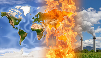 Global warming impact on Earth, environmental awareness and urgency