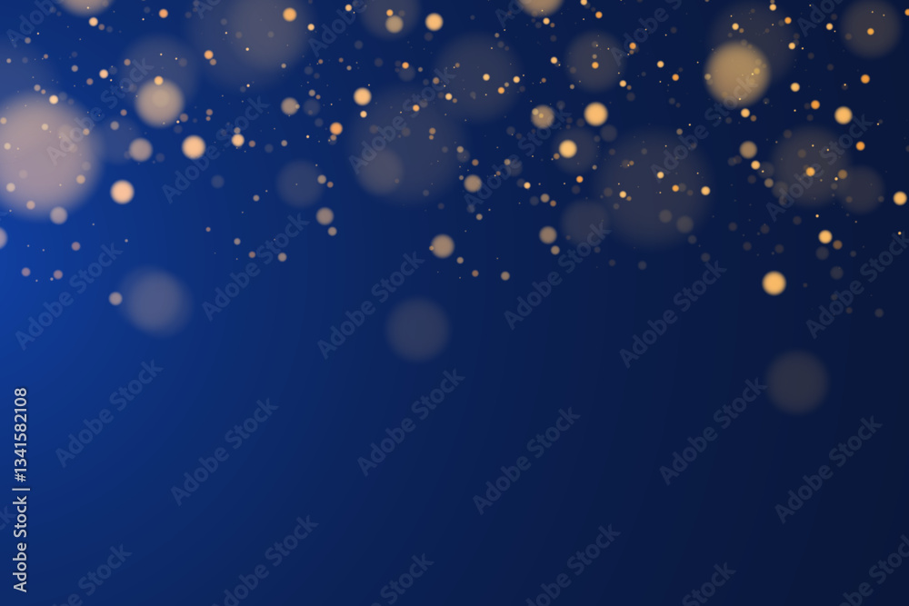 Poster blurred bokeh light on dark blue background. christmas and new year holiday template. abstract shiny