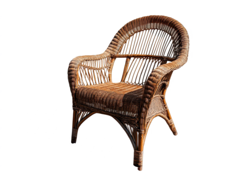 Elegant Wicker Chair with Intricate Weave Patterns Ideal for Cozy Outdoor Seating and Interior Decor Enhancements, Versatile Design for Various Styles