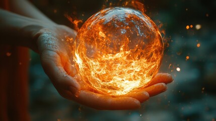 Dynamic person holding a fire ball symbolizing passion and commitment to promise in an engaging setting