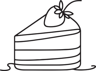 Minimalist Line Art of Delicious Cheesecake