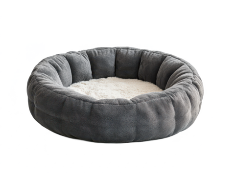 Cozy and Comfortable Round Pet Bed for Dogs and Cats, Soft Plush Interior, Stylish Grey Design, Perfect for Resting, Sleeping, and Relaxation in Any Home