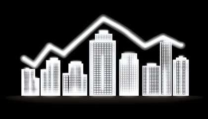 Fototapeta premium Cityscape Recession: Economic Downturn Graph.