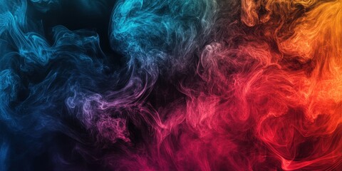 Fototapeta premium Colorful Smoke Abstract: An enchanting display of colorful smoke, blending vibrant hues to create a mesmerizing and artistic composition. Perfect for adding a touch of mystery and visual interest.