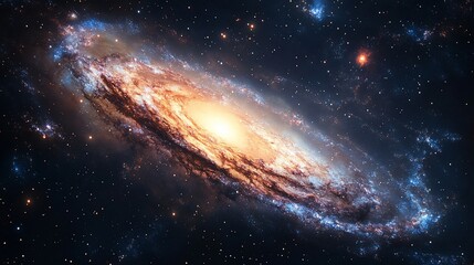 Fototapeta premium Magnificent Spiral Galaxy Deep in Space with Countless Stars and Nebulae