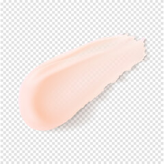Pink lip balm stroke transparent realistic vector illustration isolated. Lip gloss beauty product smear