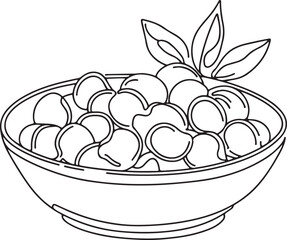 Elegant  Line Drawing of Gnocchi Dish
