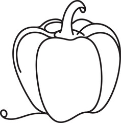 Minimalist Line Art of a Bell Pepper