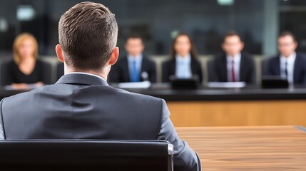 Businessman Facing Interview Panel.