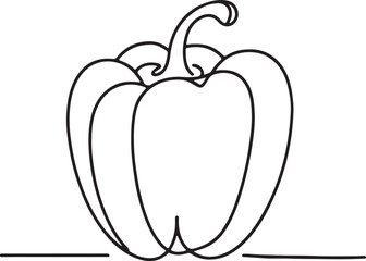 Minimalist Line Art of a Bell Pepper
