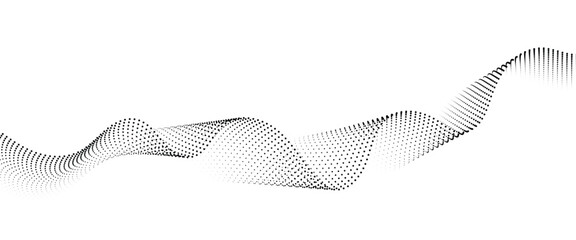 Flowing Dot Wave halftone gradient pattern on transparent background	
