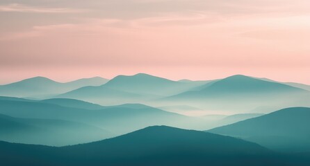 mountains in the fog