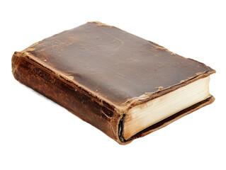Obraz premium Vintage leather-bound book with worn cover and dog-eared pages, showcasing the beauty of age and history, ideal for literary themes and antique presentations.