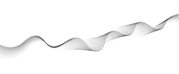 Flowing Dot Wave halftone gradient pattern on transparent background	
