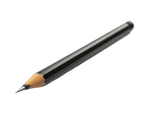 Black pencil with sharpened tip isolated on white background, ideal for art, education, and office supplies showcasing creativity and writing tools