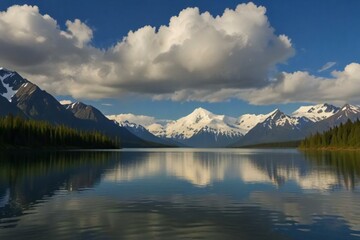 mountain lake reflection