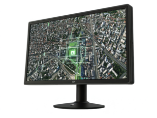 High Resolution Computer Monitor Displaying Detailed City Map with Urban Layout, Technology Visualization and Digital Information Graphics
