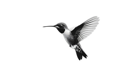Fototapeta premium Black and white hummingbird in flight with wings outstretched