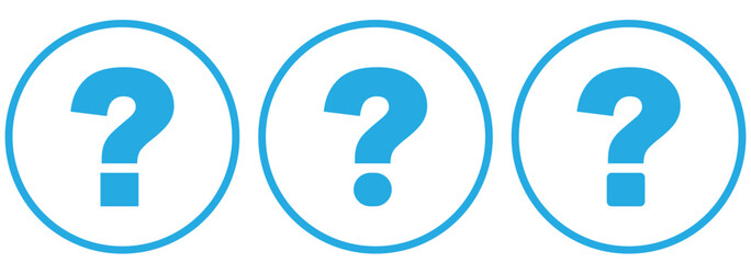 Question mark icon in black on a white background.  