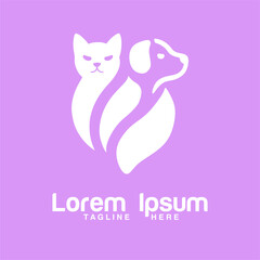 Dog and cat logo made in two colors, cute pet or vet symbol. Vector