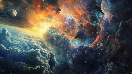 Fototapeta premium Cosmic Cloudscape, Otherworldly Scene