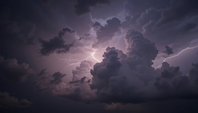 번개가 치는 순간의 보라빛이 감도는 하늘