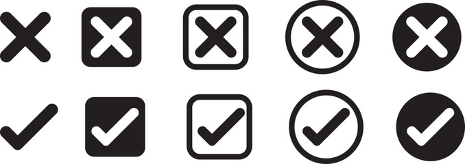 checkmark and X mark icon. check and uncheck icon vector. validation icon vector. for apps and websites.