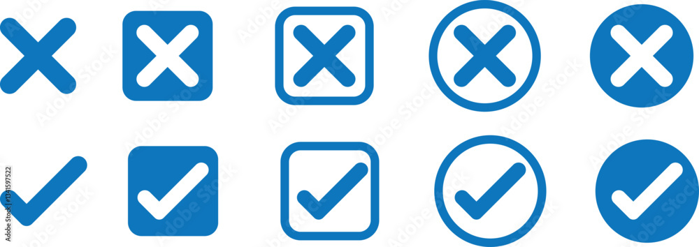 Poster checkmark and x mark icon. check and uncheck icon vector. validation icon vector. for apps and websi