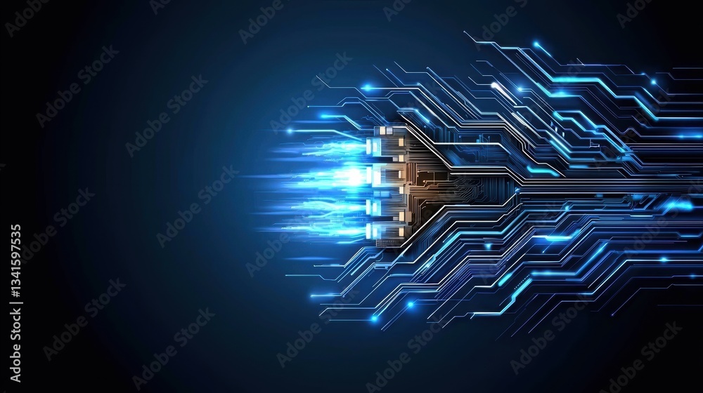 Leinwandbilder futuristic technology image showcasing complex circuit patterns and glowing elements, embodying inno