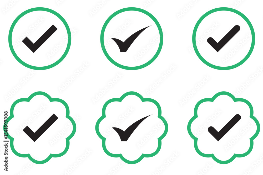 Poster check mark icon button set. check box icon with right and wrong buttons and yes or no checkmark icon