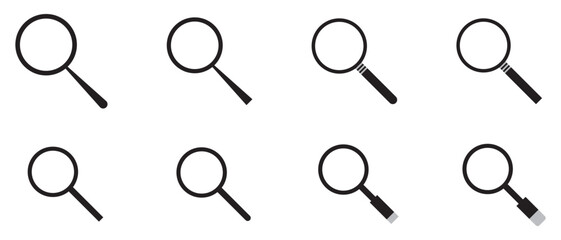 Fototapeta premium set of search button icon on white background.