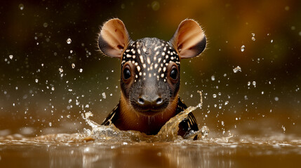 Obraz premium Spotted animal splashing in water nature wildlife photography close-up