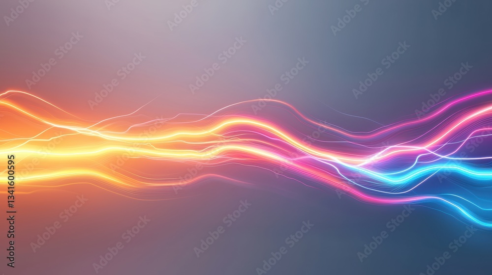 Poster vibrant light trails in dynamic motion, representing energy and innovation in digital design.