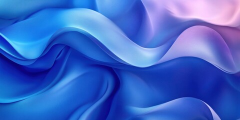 Obraz premium Fluid Elegance: An abstract composition showcasing flowing forms and dynamic movement, featuring gradients of blue and subtle hints of pink.