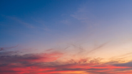 Evening sky, Colorful sky and Dramatic sunset,Majestic Sunlight cloud fluffy, Idyllic horizon nature peaceful background, Beauty sunrise with Red, Blue, Orange on Dusk Sky sun dawn twilight