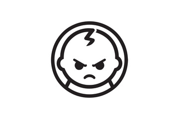 Obraz premium black and white color angry baby icon vector silhouette illustration 