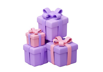 Fototapeta premium A 3D illustration of a stack of pastel colored gift boxes isolated on transparent background