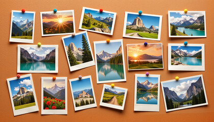 Obraz premium Charming vintage postcards showcase landscapes, essence of adventure