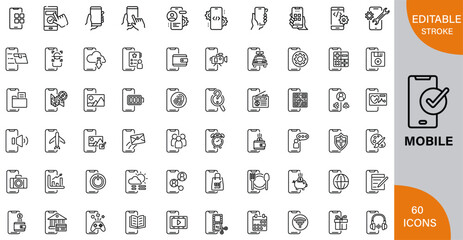 Mobail icon pack | Detailed Outline | Editable Stoke 60 icon | Victor illustrator.