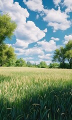 green field and blue sky