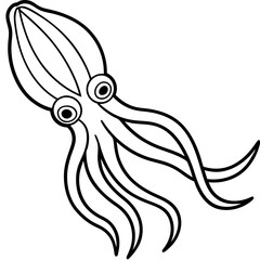 Abstract Squid Outline Illustration