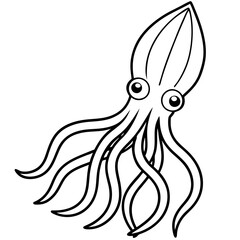 Abstract Squid Outline Illustration