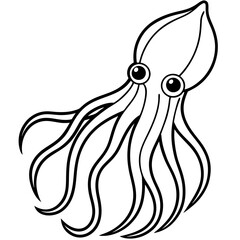 Abstract Squid Outline Illustration