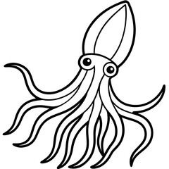 Abstract Squid Outline Illustration