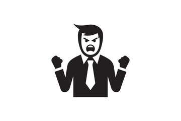 black and white color angry man icon vector silhouette illustration 