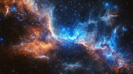 Naklejka premium Spectacular Nebula Formation Featuring Vibrant Cosmic Clouds and Distant Stars