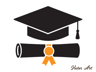 Graduation hat cap icons set. Academic cap silhouette. Student hat outline vector illustration 